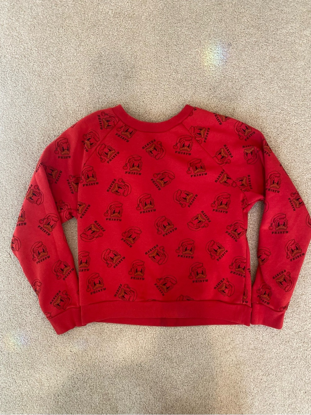 Disney x AE Women’s Red Donald Duck Graphic Print Fleece Crewneck Pullover M